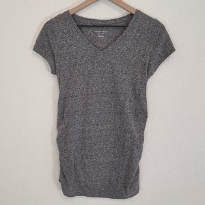 Liz Lange Maternity Target Small S T-Shirt Short Sleeve Gray V-Neck Summer